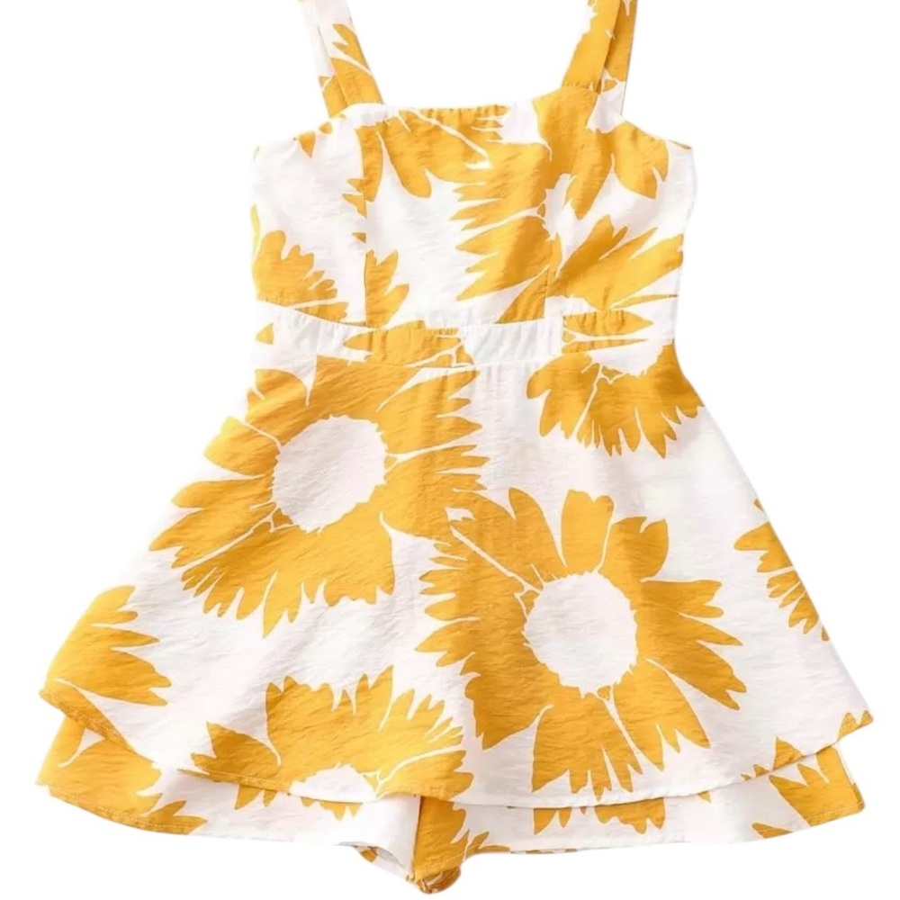 Buckle Youth Girls Sunflower Romper Size Medium NWT Yellow White Floral